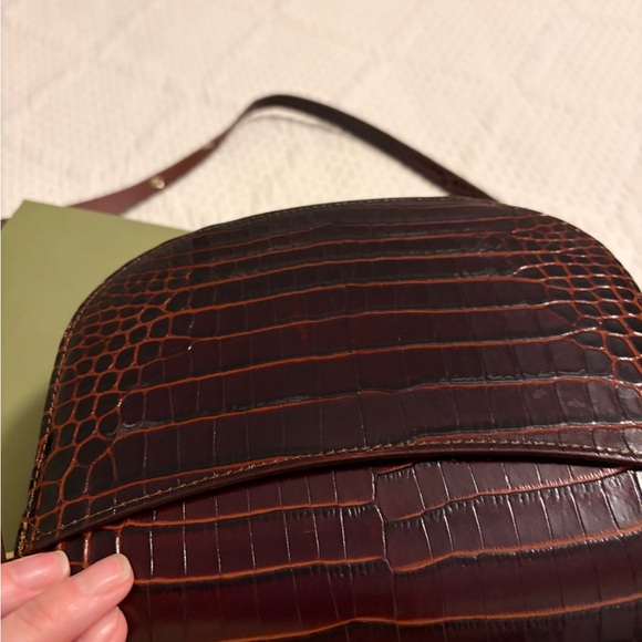 Sezane Claude Deep Red Croc-Embossed Crossbody Bag - Picture 6 of 11